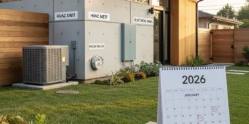 Illustration of a meticulously maintained home representing essential 2026 home system upkeep.