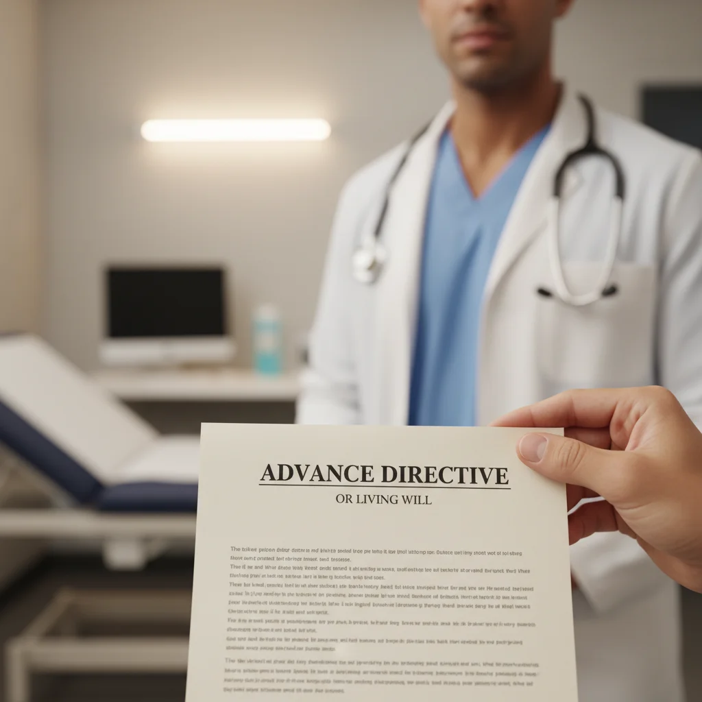 Advance Directive document for healthcare decisions, held by a person