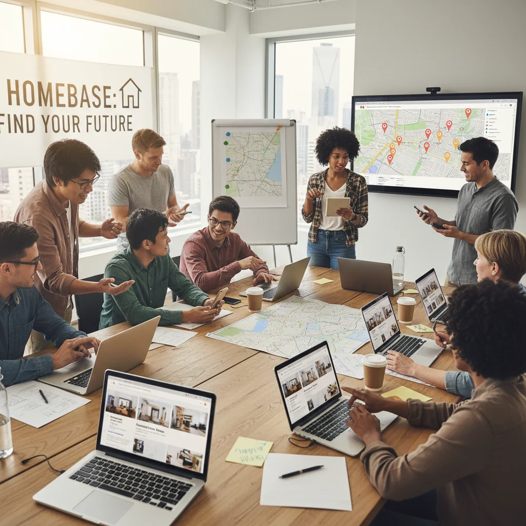 Renters collaborating and using online tools to find affordable housing