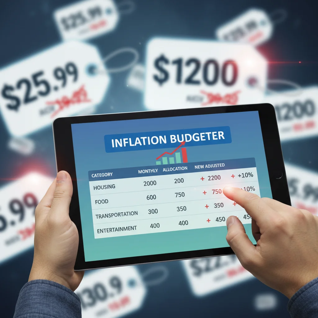 Budget spreadsheet on tablet showing adjustments for inflation