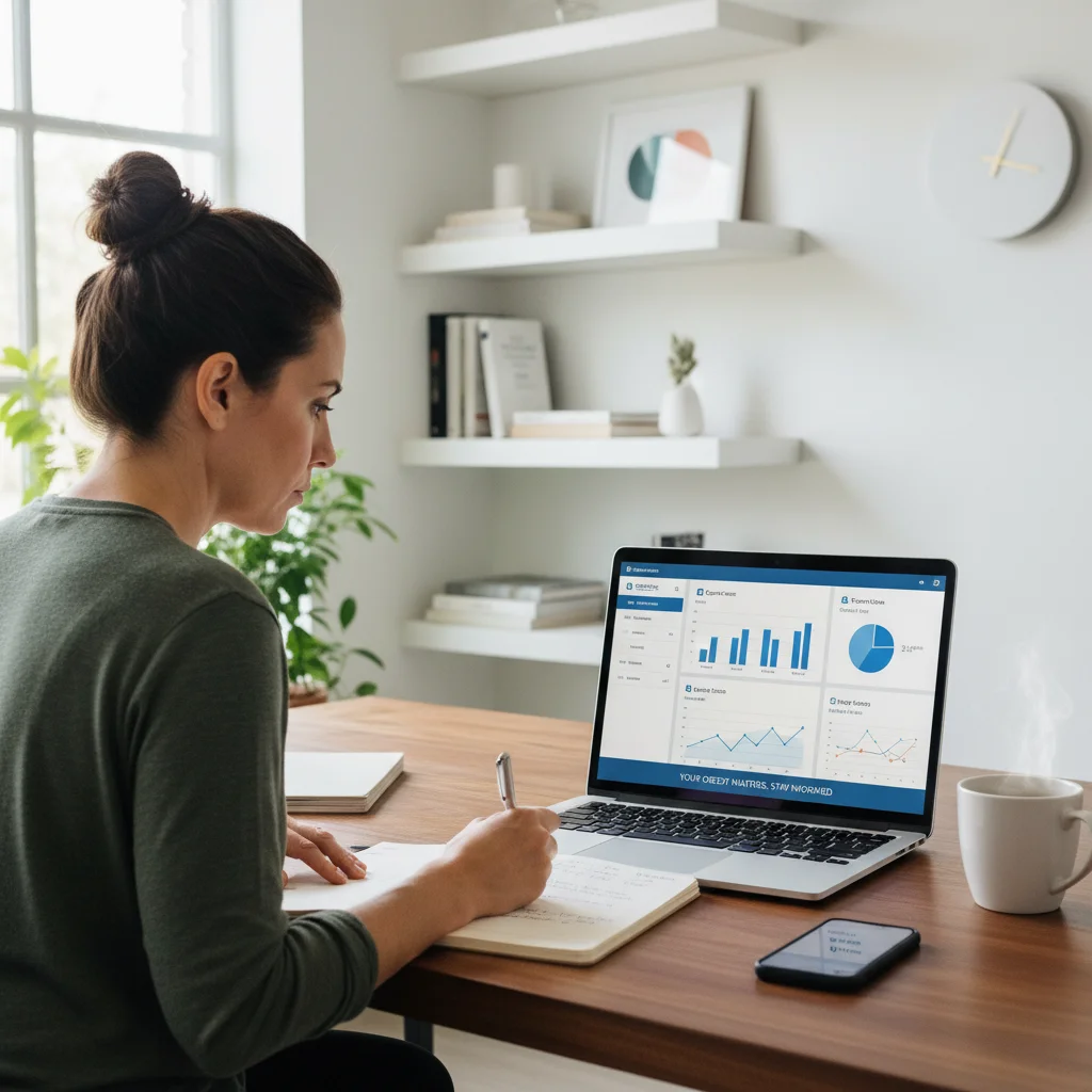 Person reviewing multiple credit reports on a laptop