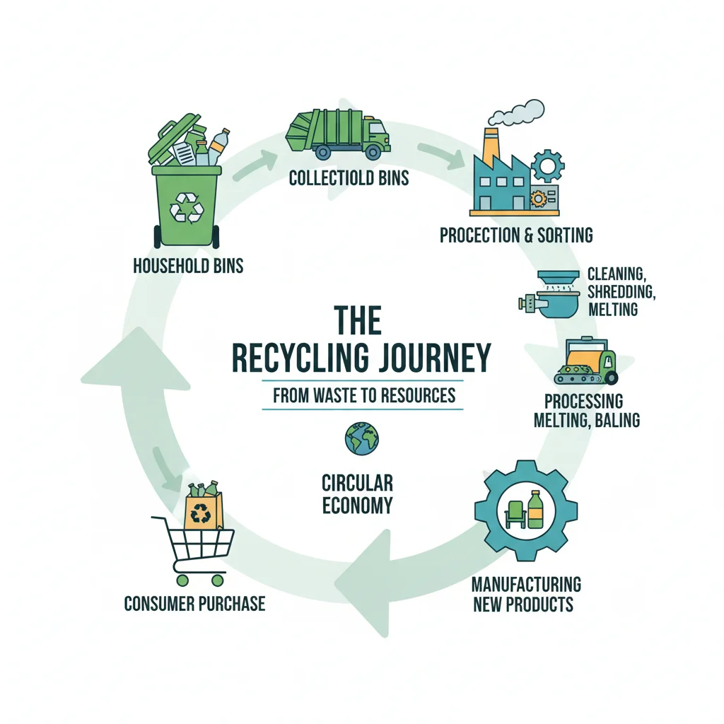 Infographic showing circular economy of recycled materials