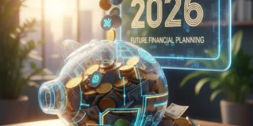 Digital piggy bank overflowing with money, representing a strong 3-month emergency fund for 2026 financial security.