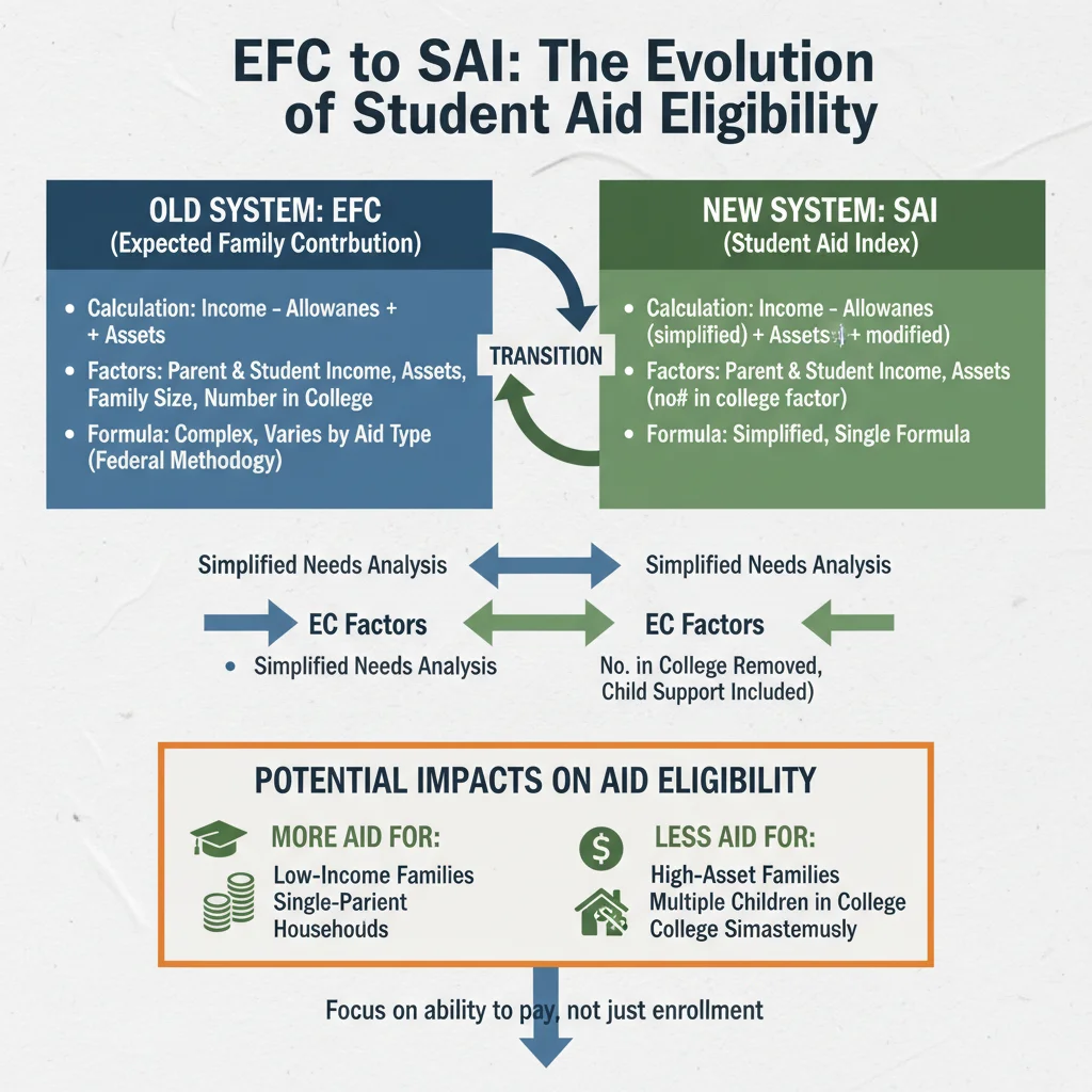 Infographic explaining the shift from EFC to SAI in FAFSA