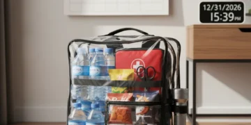 Comprehensive 72-hour emergency kit backpack with essential supplies for household readiness.