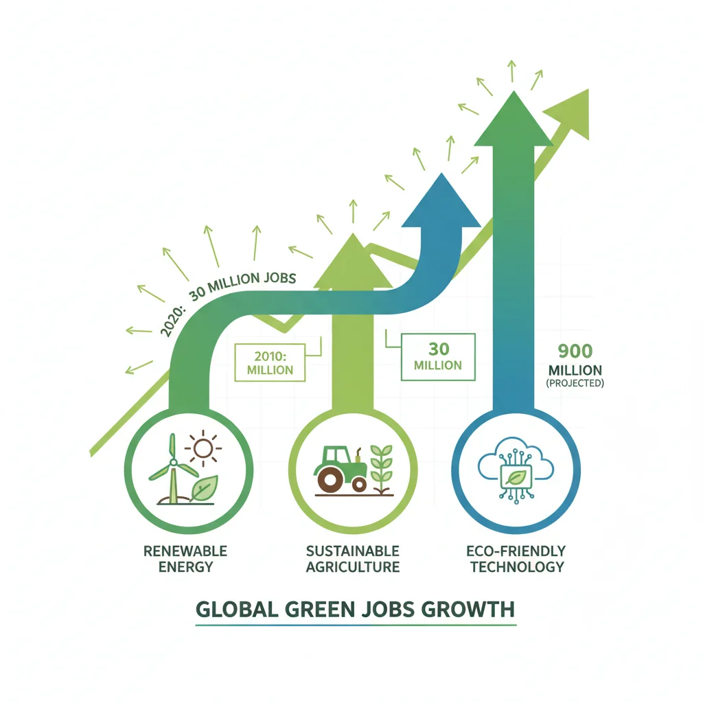 Infographic showing the rapid growth and future projections of green jobs in the US economy