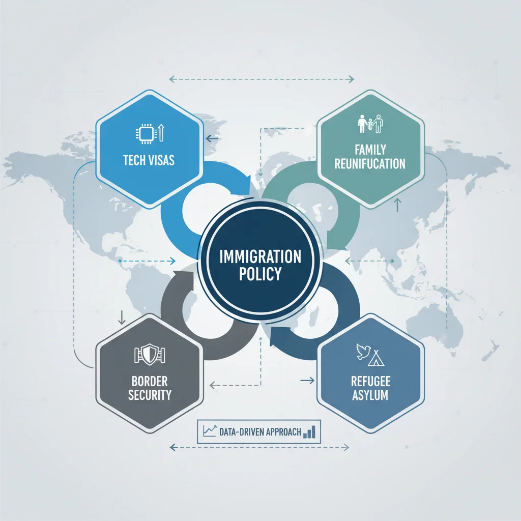 Infographic illustrating key areas of US immigration policy reform