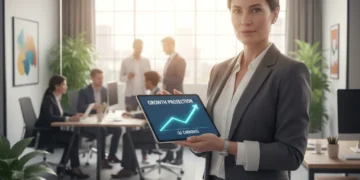 Mid-level professional woman confidently planning career progression in 2026