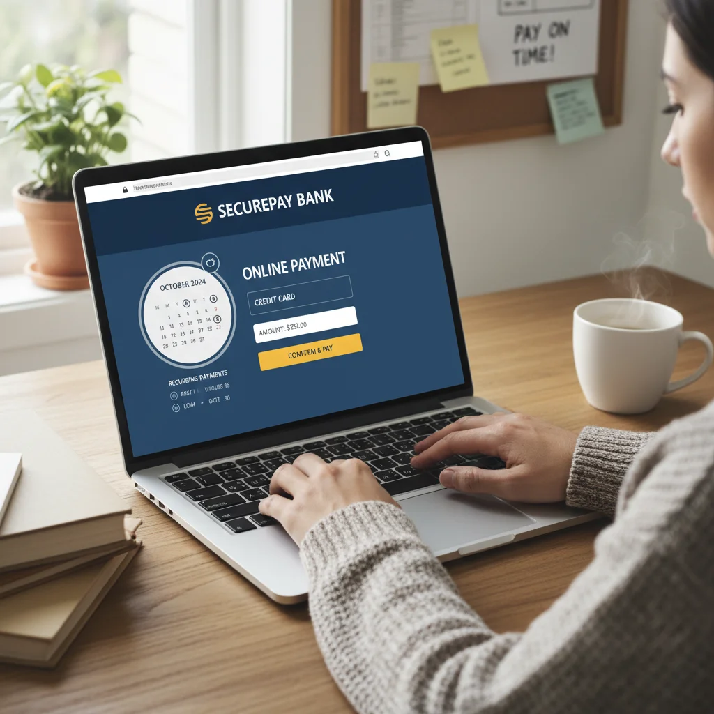 Person making online bill payment on laptop, showing financial responsibility