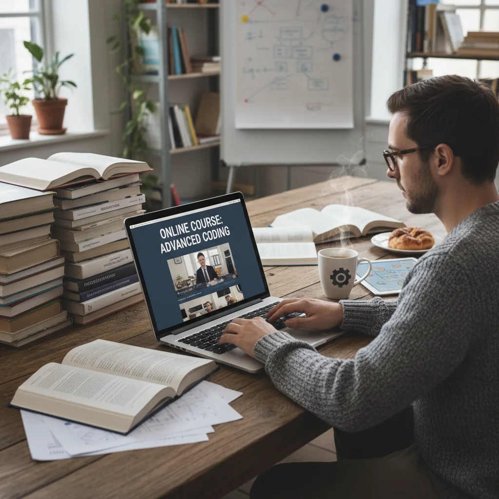 Person learning new skills online for career development