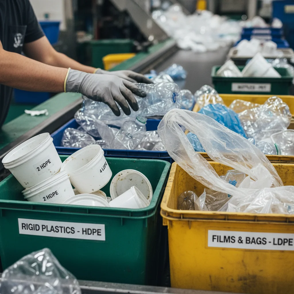 Sorting various plastic types for recycling