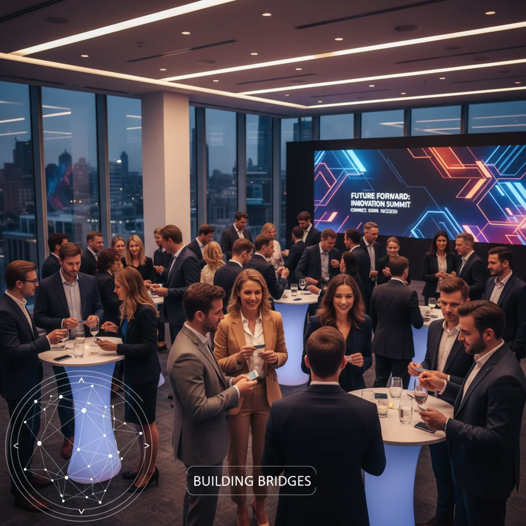 Professionals networking at an industry event