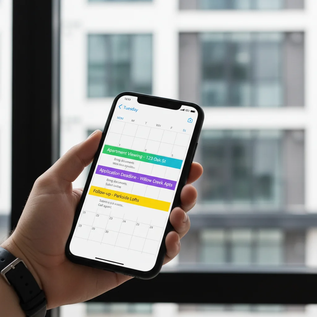 Digital calendar with rental application deadlines and viewing appointments