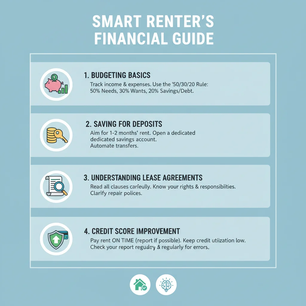 Infographic showing financial strategies and budgeting tips for renters