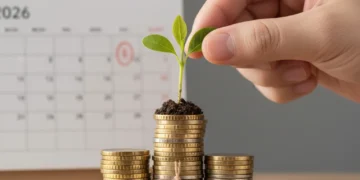 Hand holding plant growing from coins, symbolizing 2026 IRA retirement growth