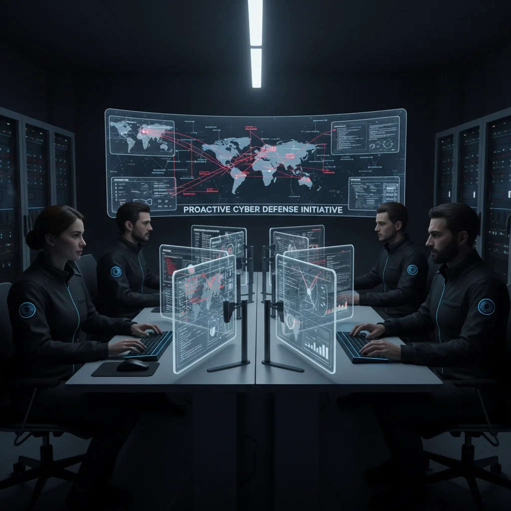 Cybersecurity team in SOC monitoring real-time threat intelligence.