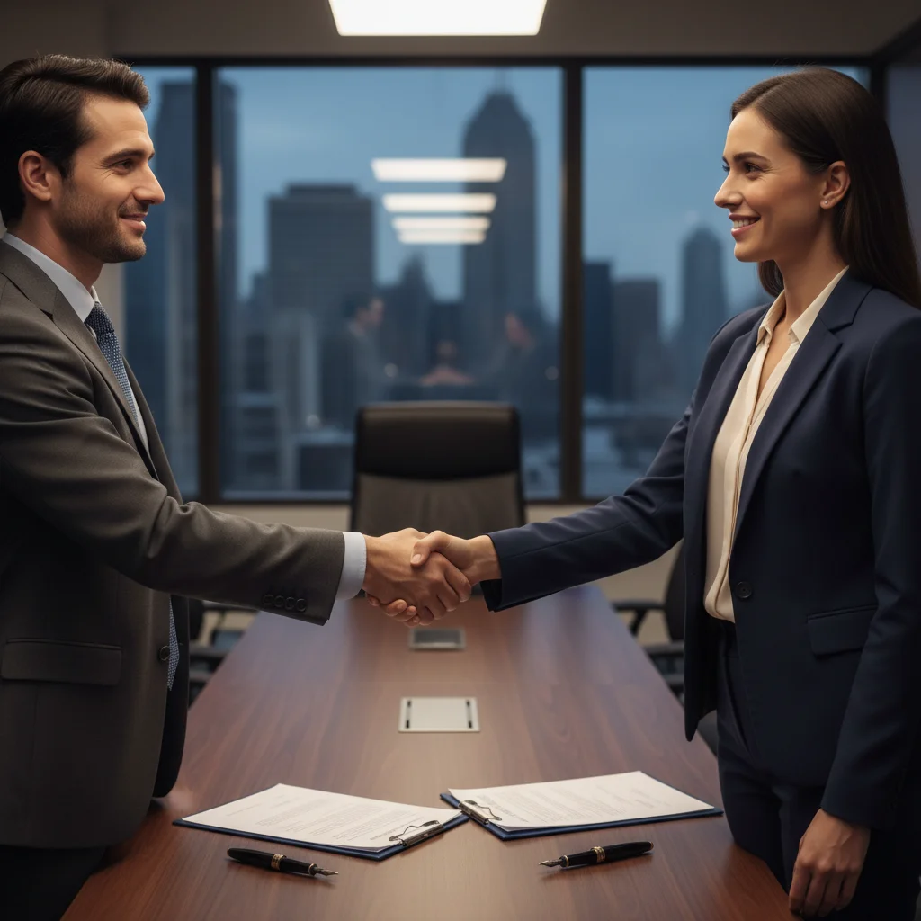 Successful salary negotiation and professional agreement.