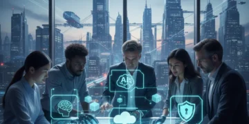 Diverse professionals acquiring new tech skills for future workforce competitiveness.