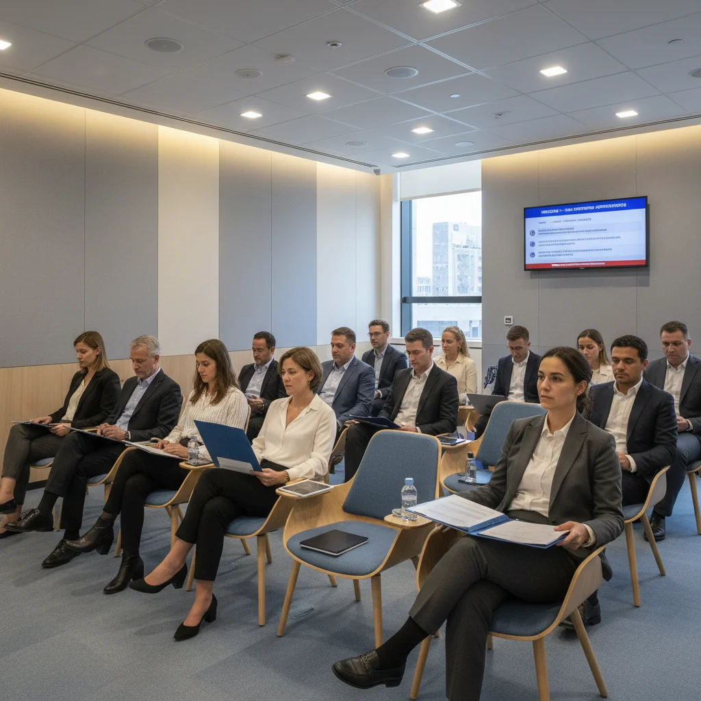 Diverse visa applicants waiting for interviews