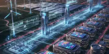Modern energy grid with smart technology and renewable integration