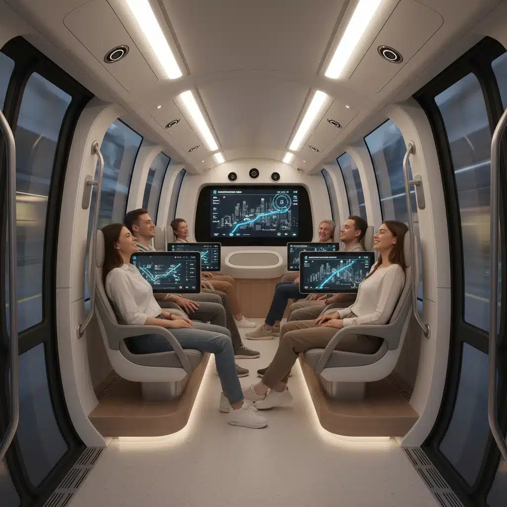Passengers inside an autonomous public shuttle experiencing comfortable and safe travel