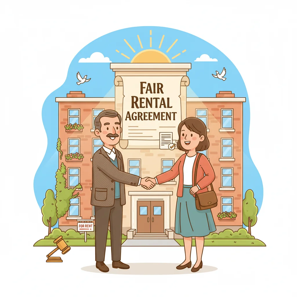 Landlord and tenant shaking hands, symbolizing fair rental agreement and compliance with US housing regulations